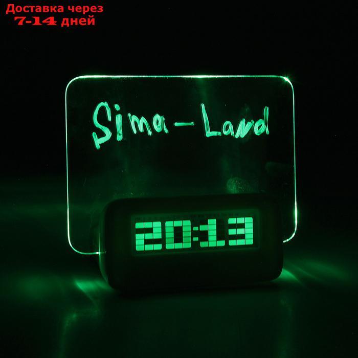 Будильник LuazON LB-16 "Послание", с маркером, подсветка зеленого цвета, белый - фото 3 - id-p156243812