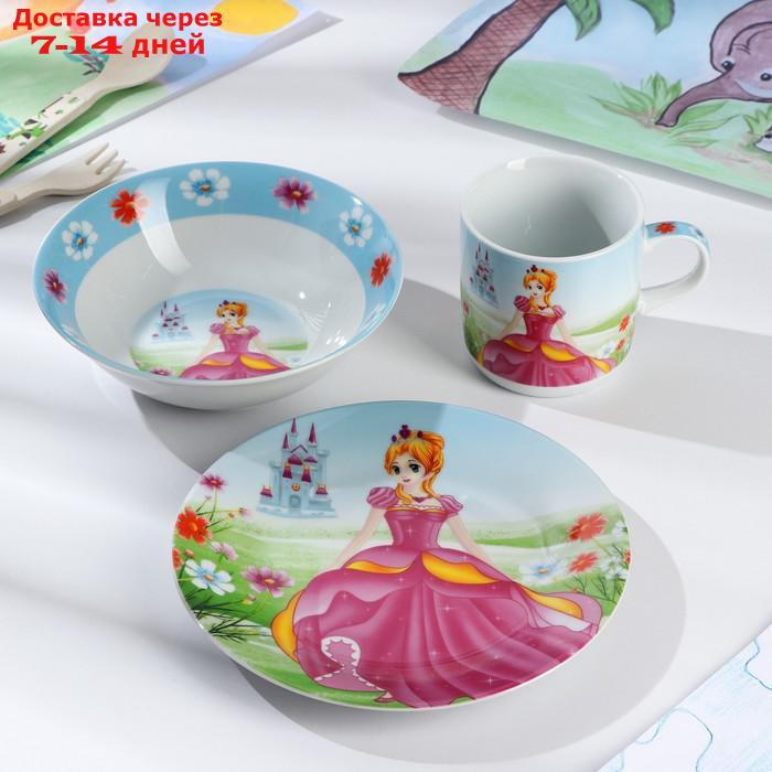 Набор детской посуды Доляна "Волшебница", 3 предмета: кружка 230 мл, миска 400 мл, тарелка 18 см - фото 1 - id-p156245832