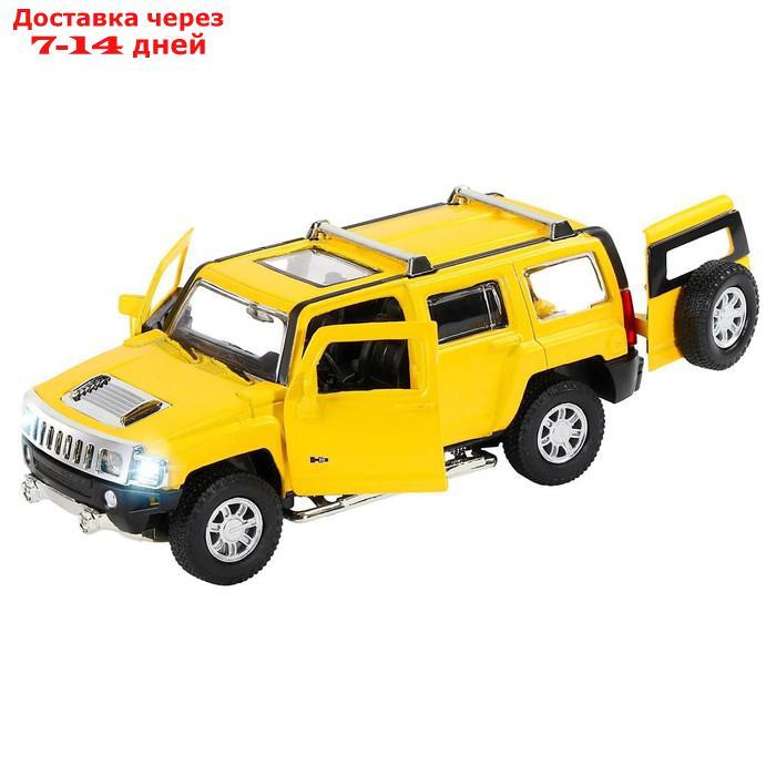 Машина металлическая Hummer H3 1:32 цвет жёлтый инерция, световые и звуковые эффекты, открываются двери - фото 2 - id-p167937849