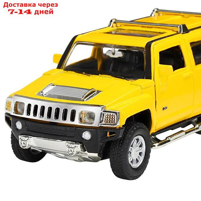 Машина металлическая Hummer H3 1:32 цвет жёлтый инерция, световые и звуковые эффекты, открываются двери - фото 4 - id-p167937849