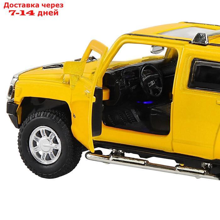 Машина металлическая Hummer H3 1:32 цвет жёлтый инерция, световые и звуковые эффекты, открываются двери - фото 8 - id-p167937849