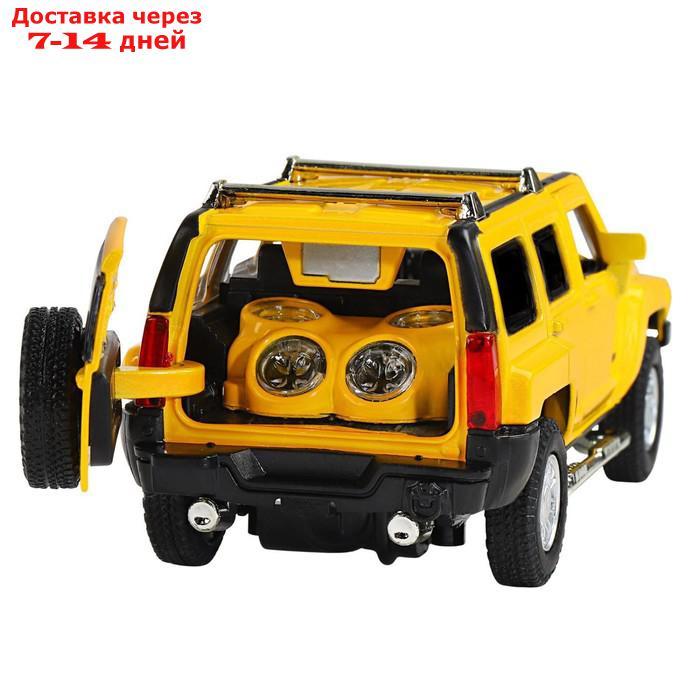 Машина металлическая Hummer H3 1:32 цвет жёлтый инерция, световые и звуковые эффекты, открываются двери - фото 9 - id-p167937849