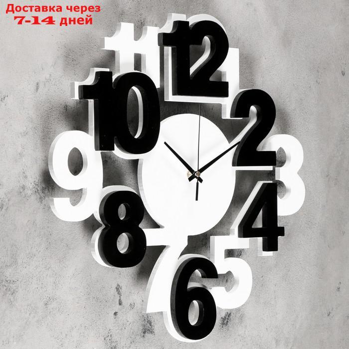 Часы настенные интерьерные "Цифры", бело-чёрные - фото 2 - id-p162858422