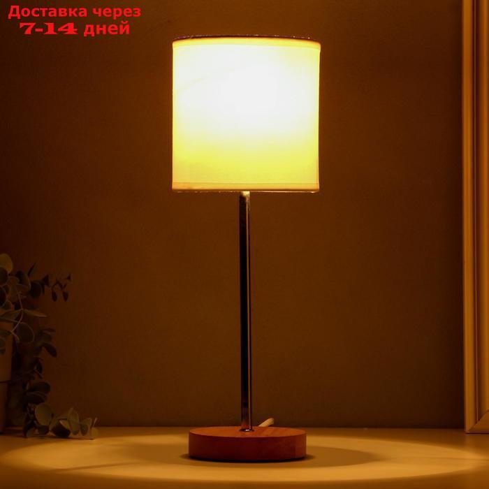 Лампа настольная 16011/1 E14 40Вт дерево-хром 12,5х12,5х42 см - фото 3 - id-p165678468