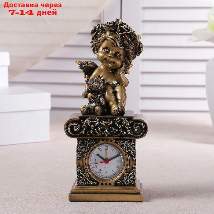 Часы настольные "Ангел с медвежонком", цвет золото, h=25.5 см, микс