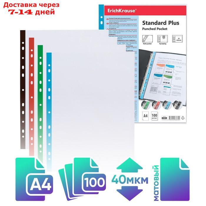 Файл-вкладыш А4, 30 мкм ErichKrause "Fizzy Clear", прозрачный, с цветной полосой, вертикальный, 100 штук. - фото 1 - id-p170660654