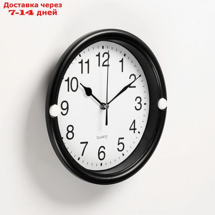 Часы настенные "Классика", плавный ход, 1 АА, 20 см, d циферблата=18 см, чёрные - фото 2 - id-p168459734