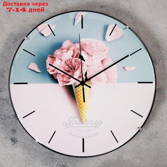 Часы настенные, серия: Интерьер, "Розовый рожок", d=30 см, плавный ход - фото 1 - id-p164161758