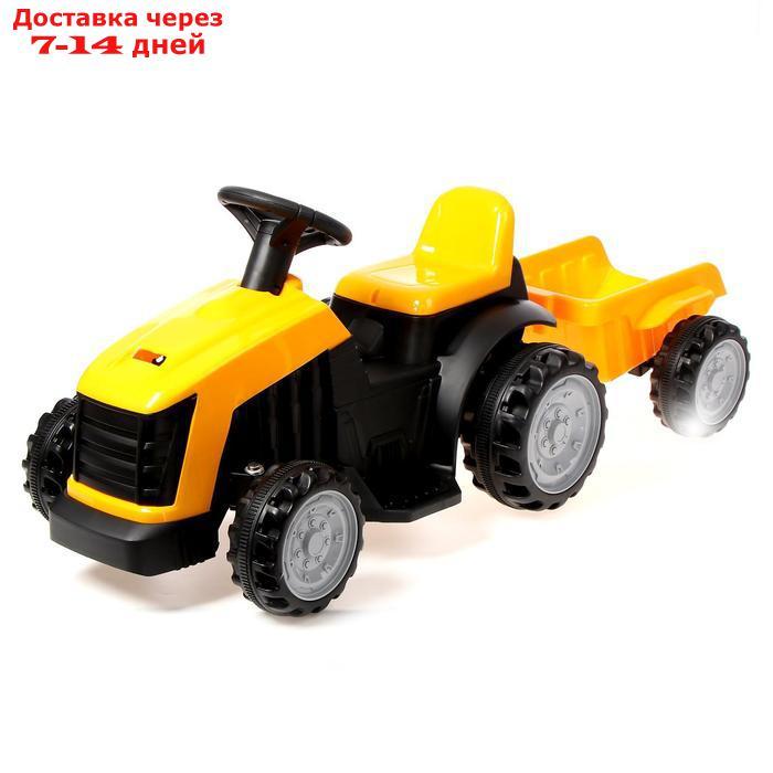Детский электромобиль "Трактор", с прицепом, цвет жёлтый - фото 1 - id-p157192263