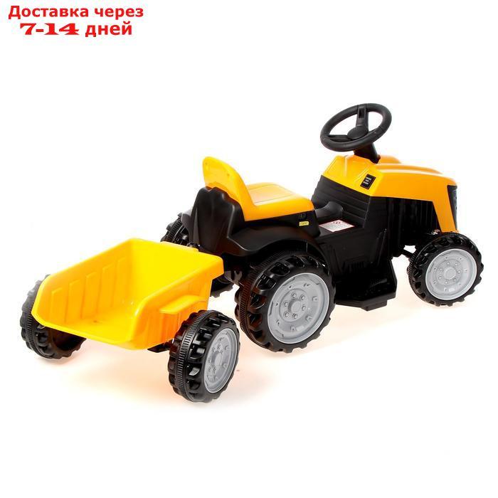 Детский электромобиль "Трактор", с прицепом, цвет жёлтый - фото 4 - id-p157192263
