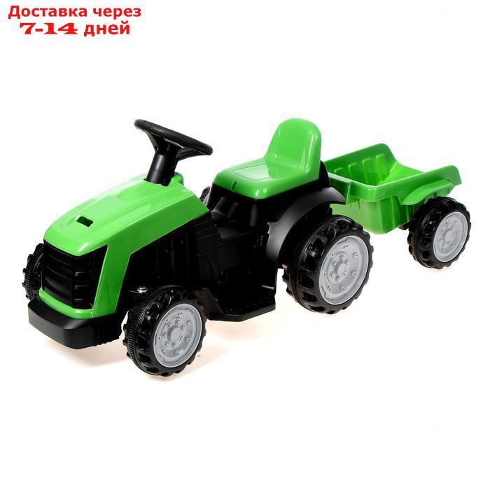 Электромобиль "Трактор", с прицепом, цвет зелёный - фото 1 - id-p179376621