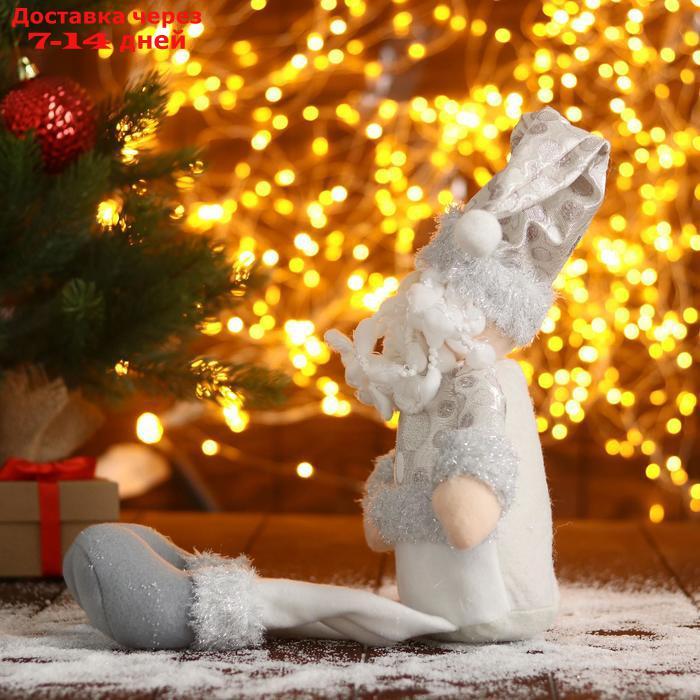 Мягкая игрушка "Дед Мороз в шапочке с кружочками-длинные ножки" 15х45 см, серебро - фото 2 - id-p181146183