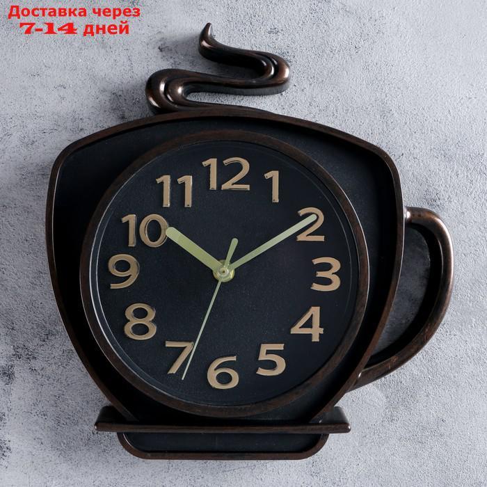 Часы настенные, серия: Кухня, "Кофейная кружка", коричневая,  26х24 см