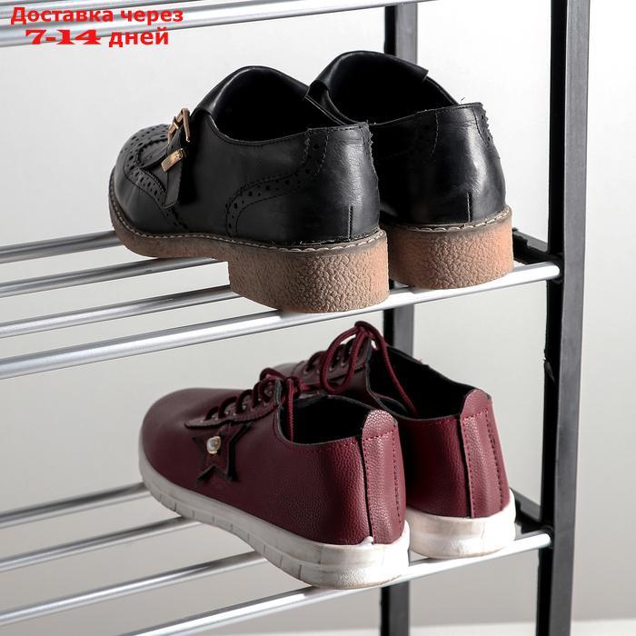 Полка для обуви Доляна, 4 яруса, 42×19×60 см, цвет чёрный - фото 2 - id-p185090216