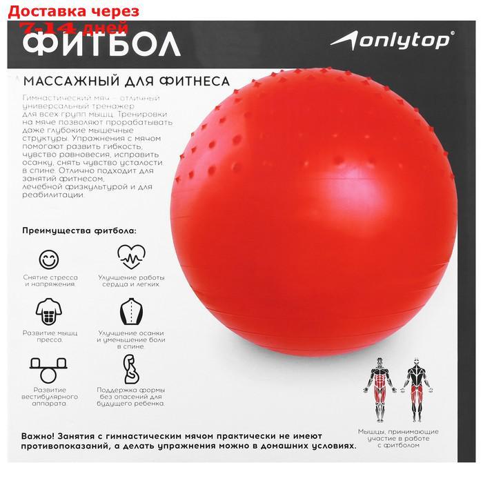 Мяч гимнастический массажный d=65 см, 1000 г, цвета МИКС - фото 7 - id-p183311164