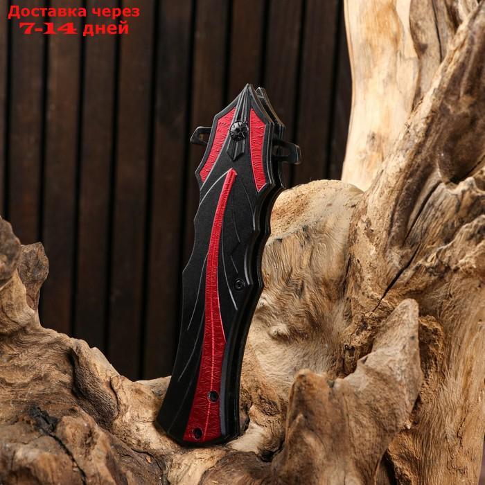 Нож складной полуавтоматический, черный, красная полоса, 21,5см, клинок 9,5см - фото 6 - id-p184830699