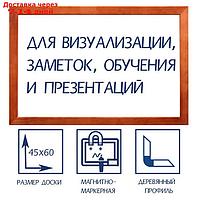 Доска магнитно-маркерная Calligrata, 45 х 60 см, в деревянной рамке, морилка тёмная