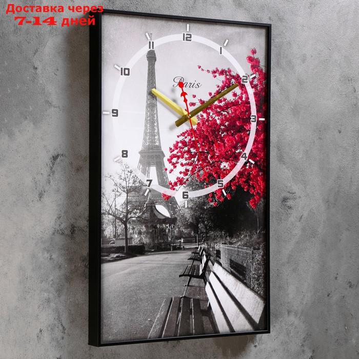 Часы настенные, серия: Город, "Цветущее дерево в Париже", 57х35х4 см, микс - фото 2 - id-p162308733