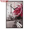 Часы настенные, серия: Город, "Цветущее дерево в Париже", 57х35х4  см, микс, фото 5