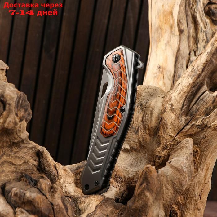 Нож складной полуавтоматический, накладка из дерева на рукояти, 22см, клинок 9,3см - фото 6 - id-p184830709