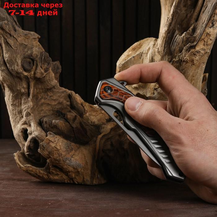 Нож складной полуавтоматический, накладка из дерева на рукояти, 22см, клинок 9,3см - фото 7 - id-p184830709