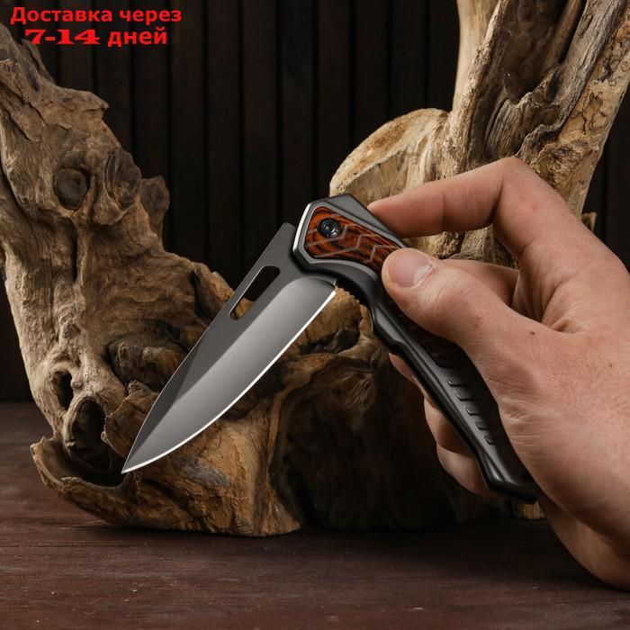 Нож складной полуавтоматический, накладка из дерева на рукояти, 22см, клинок 9,3см - фото 8 - id-p184830709