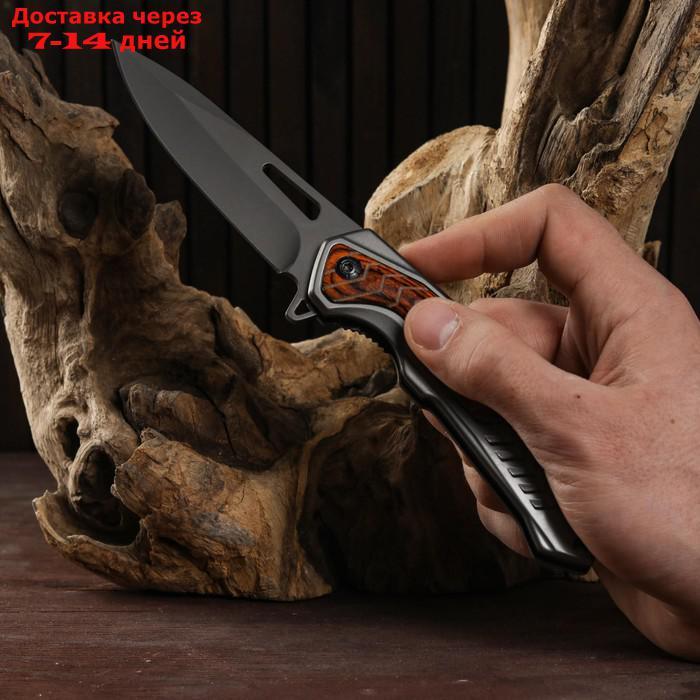 Нож складной полуавтоматический, накладка из дерева на рукояти, 22см, клинок 9,3см - фото 9 - id-p184830709