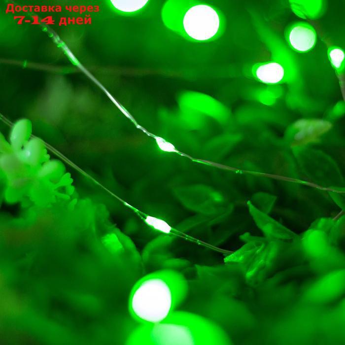 Гирлянда "Нить" 10 м роса, серебристая нить, 100 LED, свечение зелёное, 2 режима, солнечная батарея - фото 5 - id-p184487763