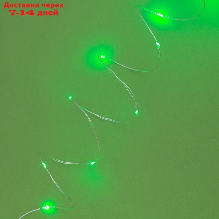Гирлянда "Нить" 10 м роса, серебристая нить, 100 LED, свечение зелёное, 2 режима, солнечная батарея - фото 7 - id-p184487763