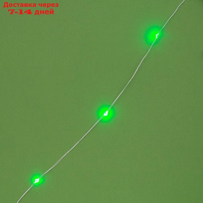 Гирлянда "Нить" 10 м роса, серебристая нить, 100 LED, свечение зелёное, 2 режима, солнечная батарея - фото 8 - id-p184487763