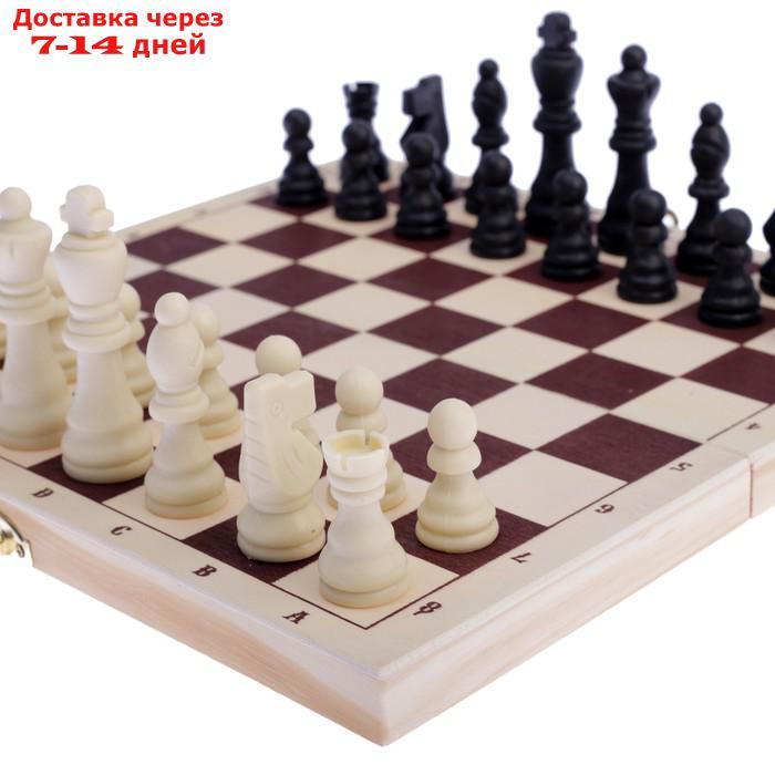 Настольная игра 2в1: шашки d=2.6 см, шахматы, король h=8 см, пешка h=3.5 см, поле 30х30 см - фото 3 - id-p136220881