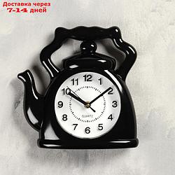 Часы настенные, серия: Кухня, "Чайник", черный, 24х24 см, плавный ход