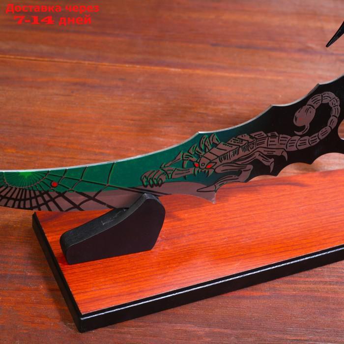 Сувенирный нож на подставке, скорпион на лезвии и рукоятке, 53,5 см - фото 5 - id-p185087608