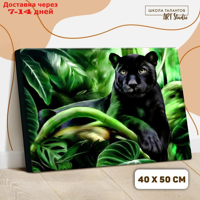 Картина по номерам на холсте с подрамником "Пантера" 40х50 см