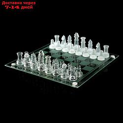 Шахматы настольные, стеклянная доска 24×24 см, прозрачная
