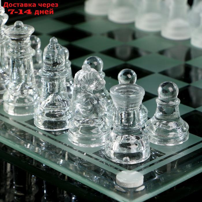 Шахматы настольные, стеклянная доска 24×24 см, прозрачная - фото 4 - id-p169837613