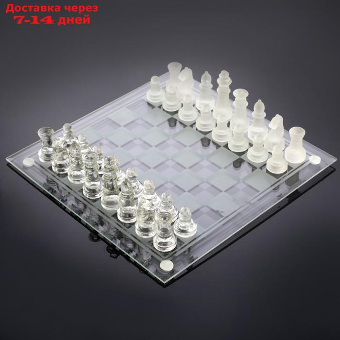 Шахматы настольные, стеклянная доска 24×24 см, прозрачная - фото 6 - id-p169837613