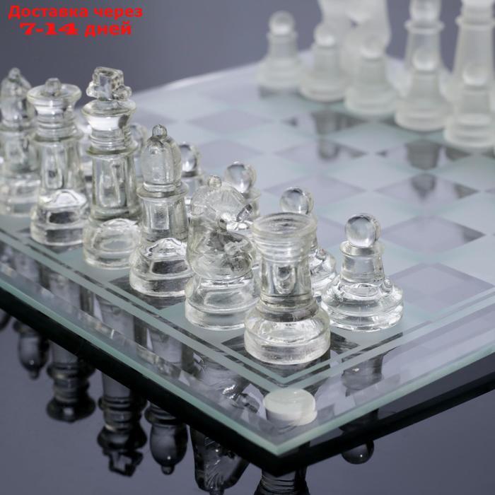 Шахматы настольные, стеклянная доска 24×24 см, прозрачная - фото 7 - id-p169837613