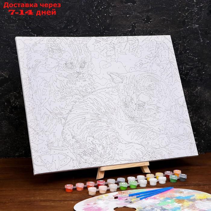 Картина по номерам на холсте с подрамником "Котята в листве" 40×50 см - фото 4 - id-p177915133
