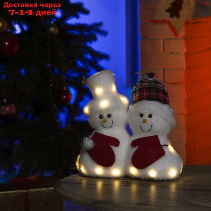 Фигура световая "Снеговички", 19 LED, 22х12х22 см, фиксинг, от батар. (не в компл)