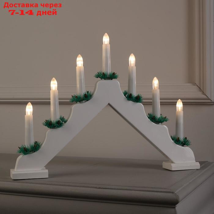 Фигура дерев. "Горка рождественская белая", 7 свечей LED, 220V, Т/БЕЛЫЙ