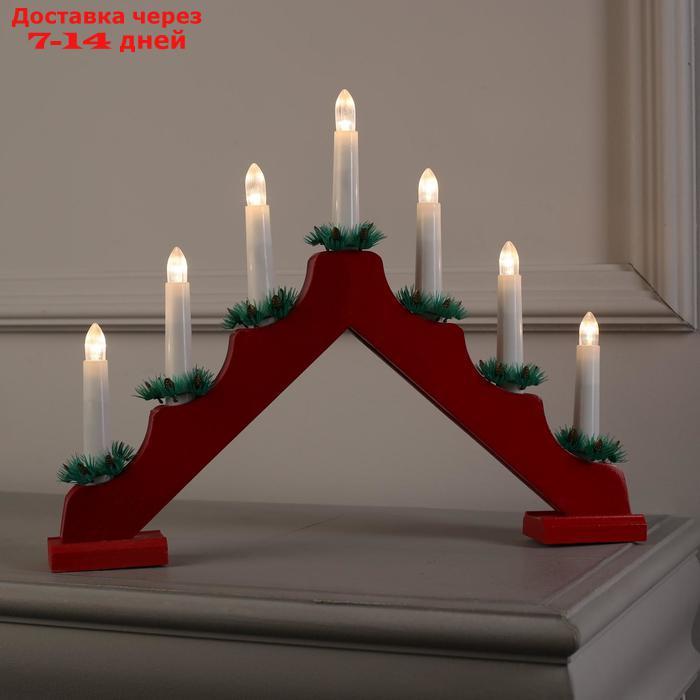 Фигура дерев. "Горка рождественская красная", 7 свечей LED, 220V, Т/БЕЛЫЙ