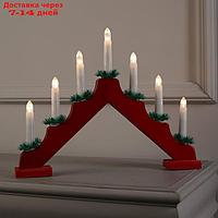 Фигура дерев. "Горка рождественская красная", 7 свечей LED, 220V, Т/БЕЛЫЙ