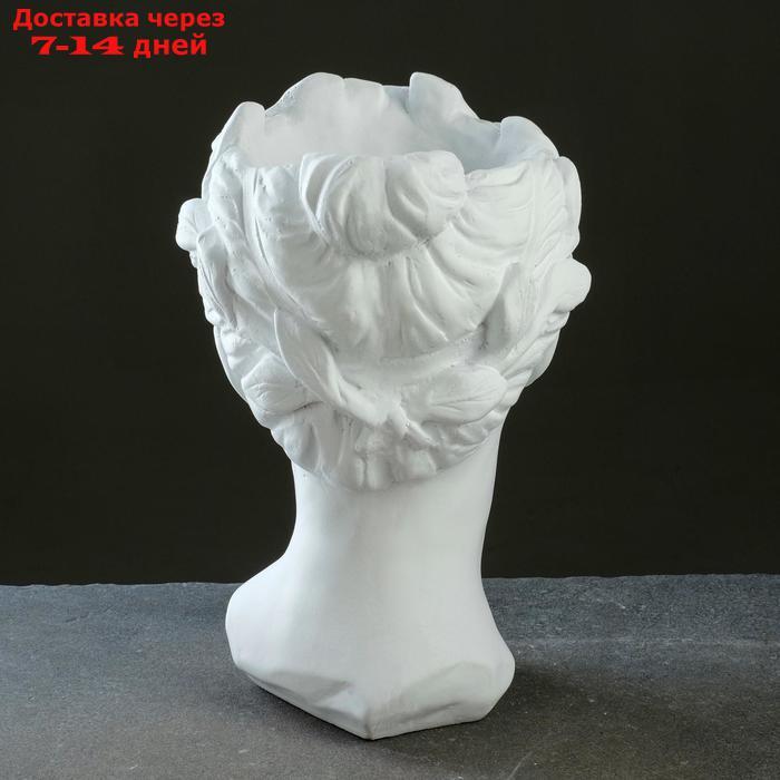 Кашпо керамическое "Голова с венком" белое, 26*17см - фото 3 - id-p170659821