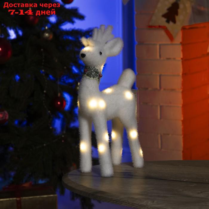Фигура световая "Белый олень", 18 LED, 30х16х9 см, фиксинг, от батар. (не в компл)