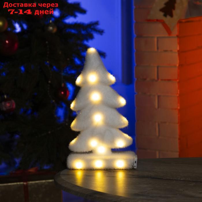 Фигура световая "Белая ёлочка", 18 LED, 20х25х12 см, фиксинг, от батар. (не в компл) - фото 1 - id-p177914626