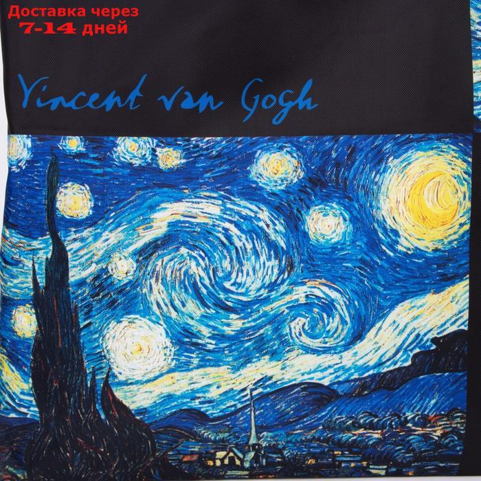 Сумка шоппер "Ван Гог" 35х0,5х40 см, отд без молнии, без подкладки, цвет чёрный - фото 3 - id-p178320759