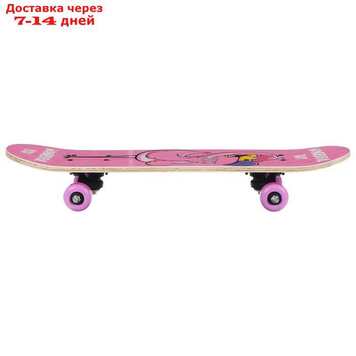 Скейтборд подростковый "Фламинго" 62 × 16 см, колёса PVC 50 мм, пластиковая рама - фото 3 - id-p155335637