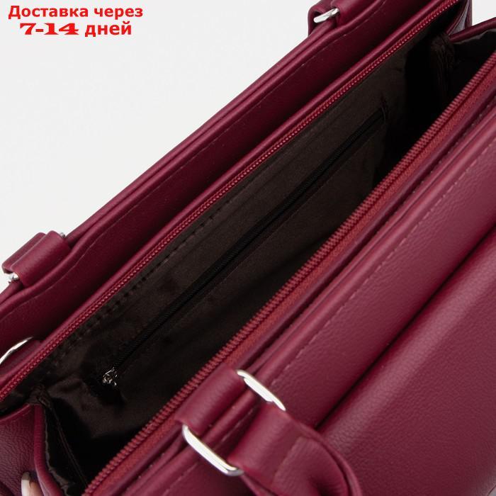 Тоут, отдел на молнии, 2 наружных кармана, длинный ремень, цвет красный - фото 3 - id-p178655963