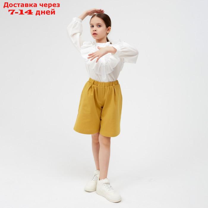 Шорты-бермуды для девочки MINAKU: Cotton collection цвет горчичный, рост 104 - фото 2 - id-p158428239